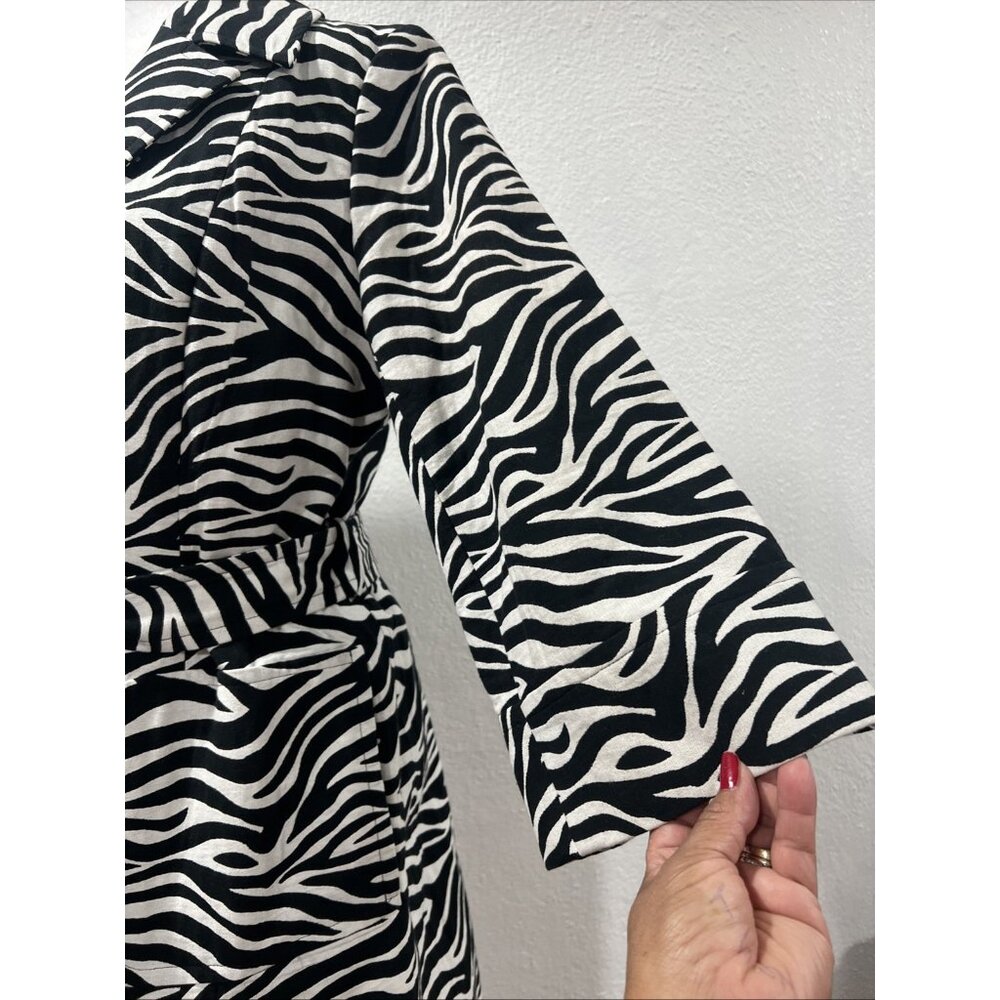 Inc Zebra Print Overcoat Button Front Size Medium… - image 6